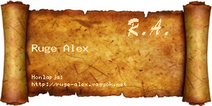 Ruge Alex névjegykártya